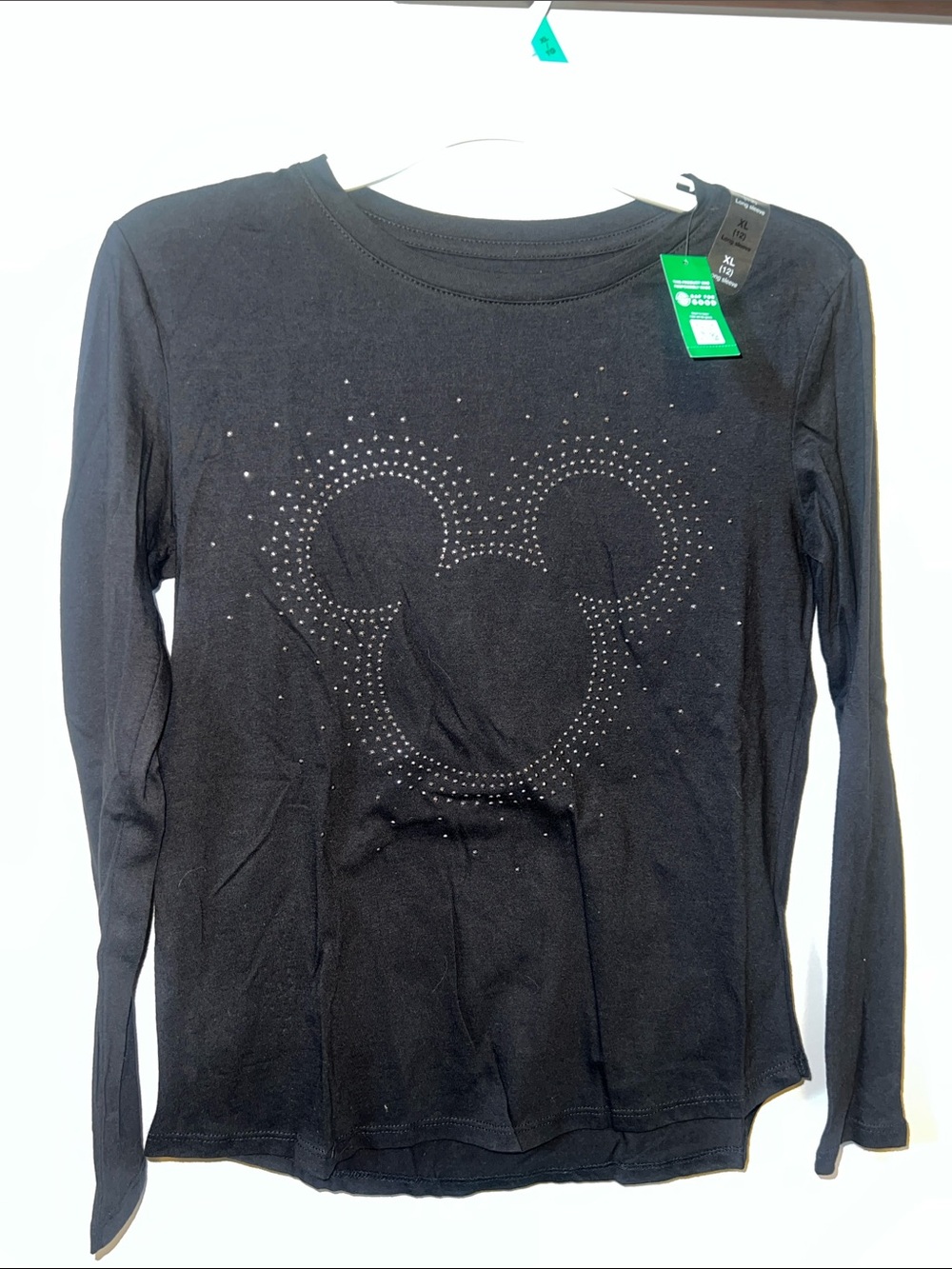 Kids Long-Sleeve Gap x Disney Mickey Mouse Black Rhinestone Graphic Tee